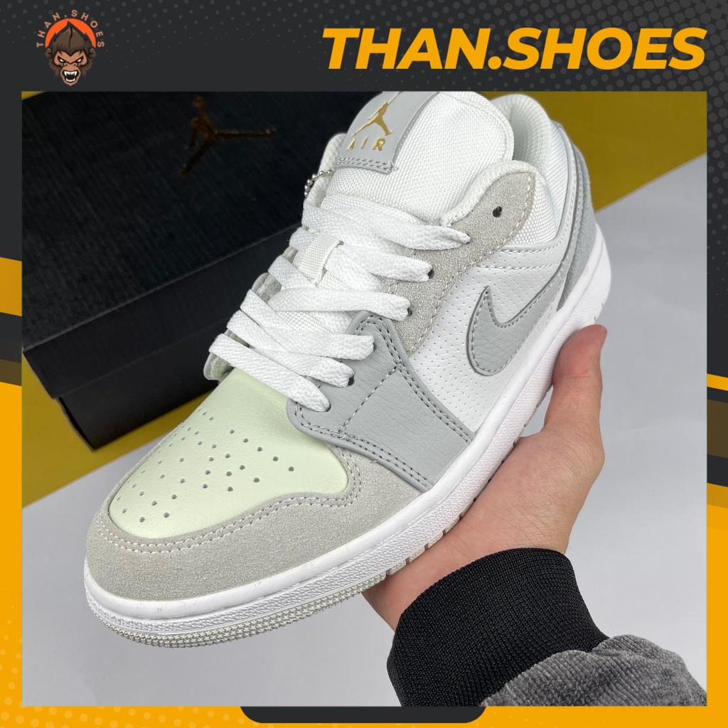 Giày JD1 Low Paris, JD1 Thấp Trắng Xám Gót Xanh - Than.Shoes