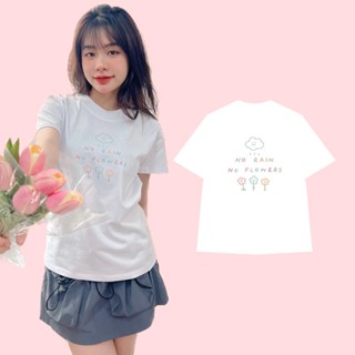 Áo baby tee No Rain No Flowers dễ thương áo thun nữ form vừa cotton 2c