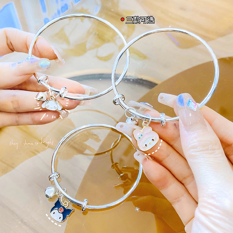 Vòng tay kim loại đính charm hoạt hình dễ thương co giãn tiện lợi VC12