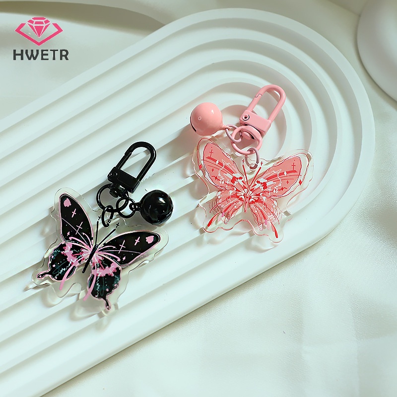 Móc khóa acrylic HWETR hình bướm xinh xắn có chuông