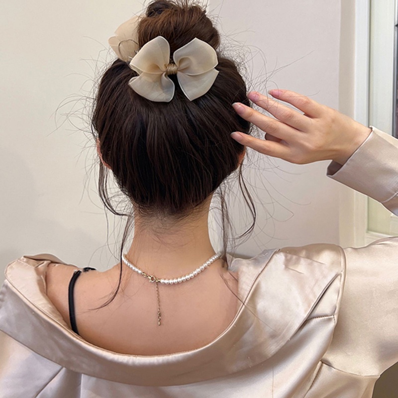 Kẹp Tóc Đính Nơ Phối Bóng Lông Dễ Thương Thời Trang Cho Nữ YR