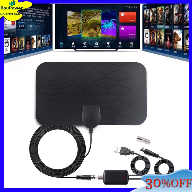 Boupower Ăng Ten Kỹ Thuật Số Trong Nhà 50 Dặm dvb-t2 vhf 47-230mhz Uhd 470-862mhz