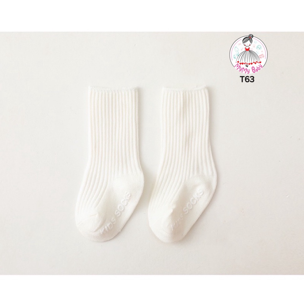 Tất trơn nhiều màu thun gân đế chống trượt từ 0-24 tháng