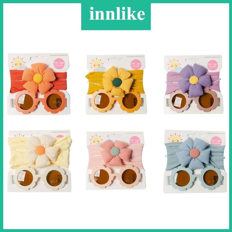 Inn set 2 Băng Đô Hoa / Kính Râm Chống Tia uv Bảo Vệ Cho Bé
