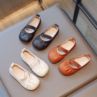 Giày búp bê da PU may viền nhún cho bé gái - Giày đế bệt có quai ngang chun phong cách nàng thơ có đế mềm êm chân v797