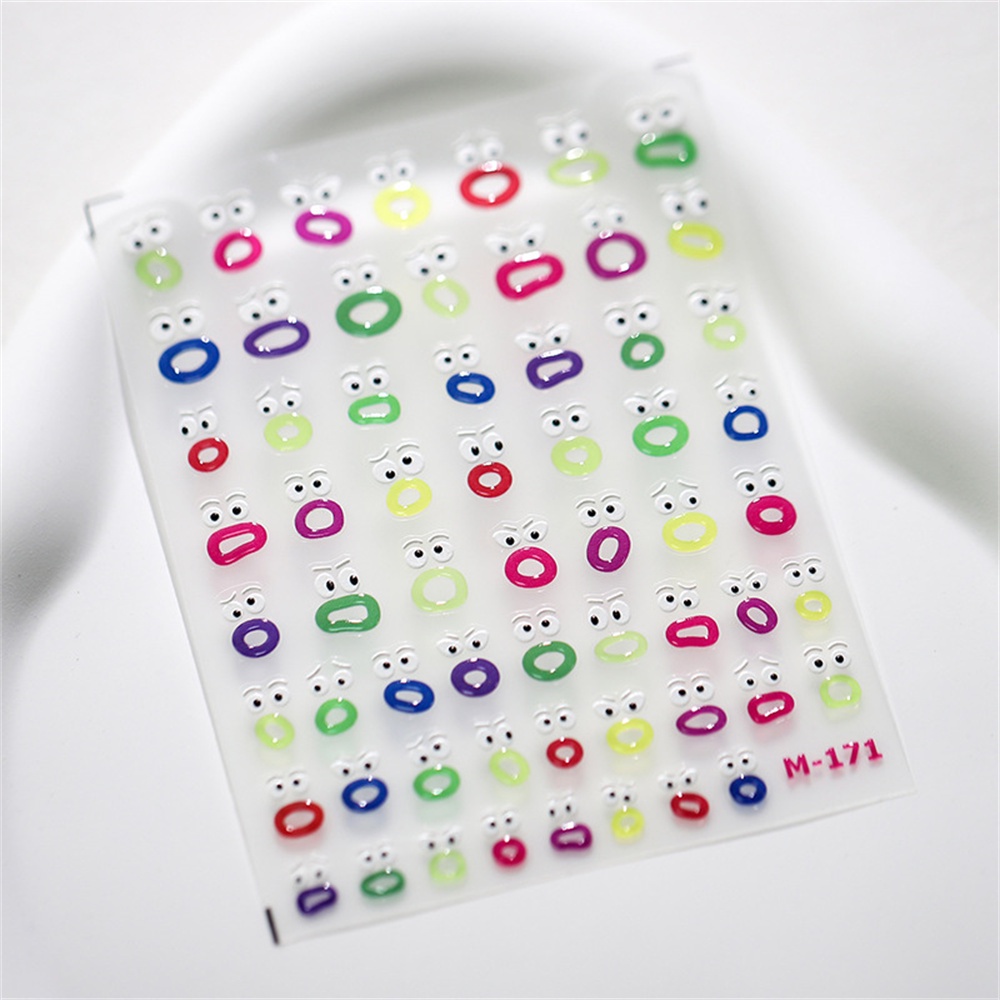 New Craft Phim Hoạt Hình Dễ Thương Vui Nhộn Đôi Mắt Nhỏ Miệng Kỳ Lạ Vui Big Mouth Phim Hoạt Hình Nail Art Sticker Jelly Series Prettyhat