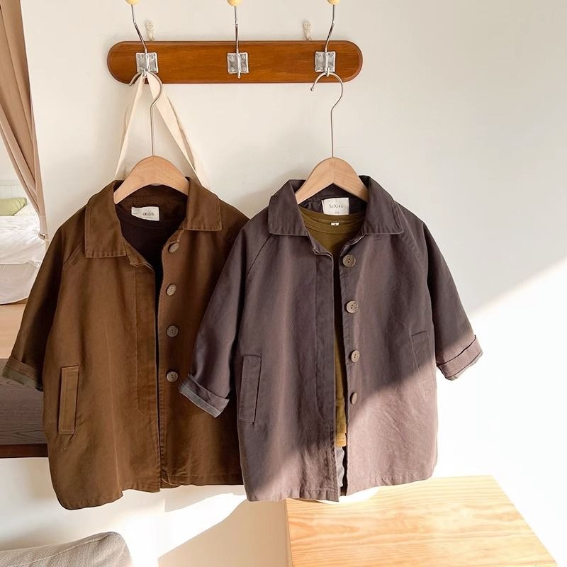 Áo Khoác Dài Trung Bình Phong Cách Hàn Quốc Thời Trang Mùa Thu Cho Bé Trai