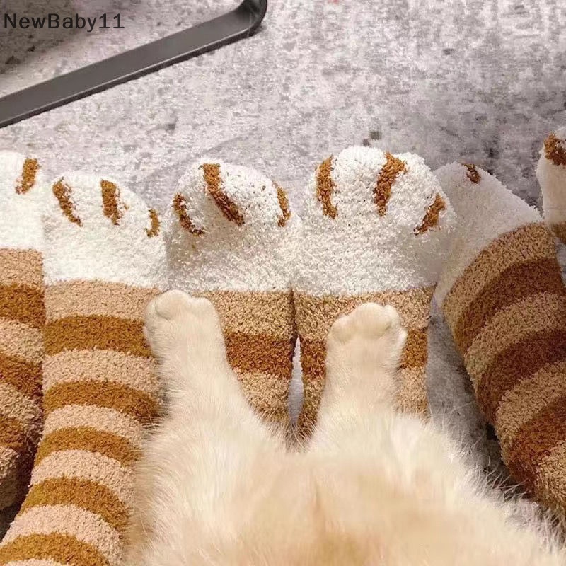 Vớ Lông Cừu Dày Ấm Áp In Hình Dấu Chân Chó Mèo 3d Dễ Thương Cho Nữ