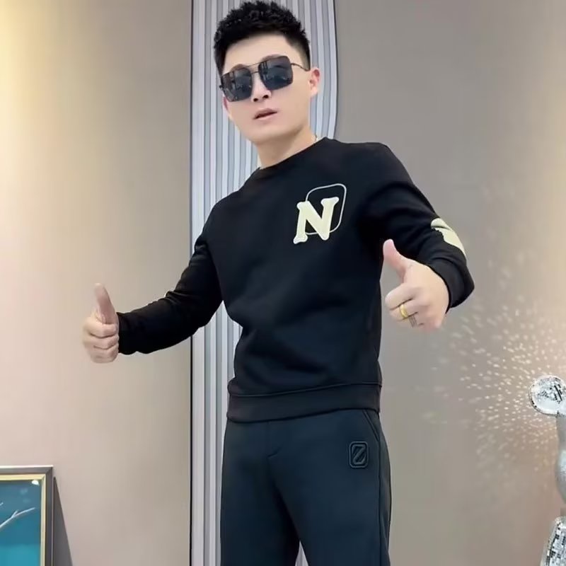 Áo Nỉ Nam Dài Tay Cổ Tròn Thời Trang Hàn