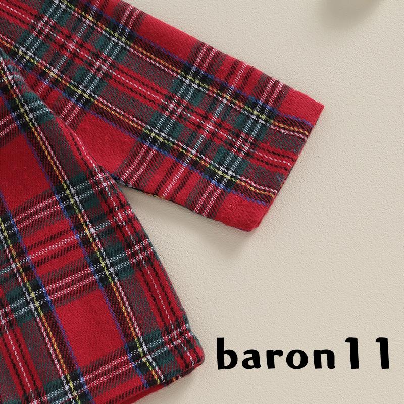 Bộ Đồ Ngủ Pijama Tay Dài Cài Khuy + Quần Dài Họa Tiết Caro Phong Cách Giáng Sinh Dễ Thương Cho Bé Gái k8lm