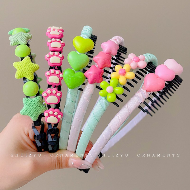 Băng Đô Cài Tóc Kèm Răng Chống Trượt Kiểu Hoạt Hình Dễ Thương Cho Bé Gái