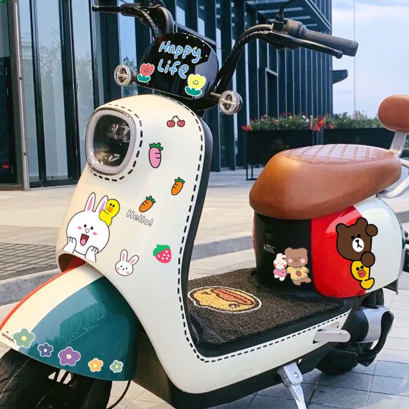 Dễ Thương Miếng Dán Trang Trí Xe Hơi / Xe Máy Điện Hình Gấu / Khủng Long Hoạt Hình Đáng Yêu diy