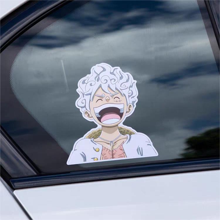 One Nhãn Dán Trang Trí Kính Chắn Gió Xe Hơi / Xe Máy / Xe Hơi Hình luffy gear 5 Bằng Chất Liệu vinyl Phản Quang