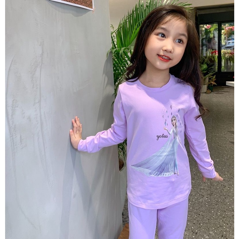 Bộ Đồ Ngủ cotton Tay Dài Dễ Thương Cho Bé Gái