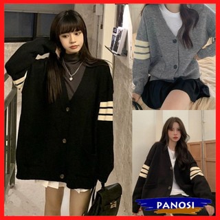Áo khoác cardigan áo khoác ngoài nữ form rộng kẻ sọc tay dáng basic trẻ trung PANOSI - A400