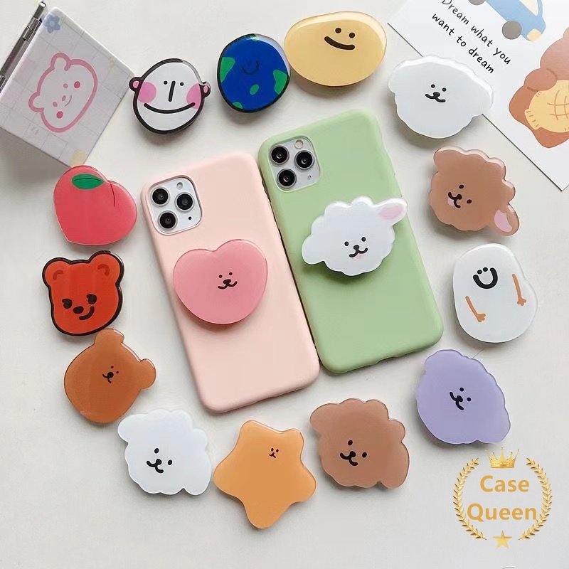 Hoạt Hình Giá Đỡ Điện Thoại Hình Chú Chó / Mèo / Trái Tim / Mặt Cười Dễ Thương Gấp Gọn Thông Dụng