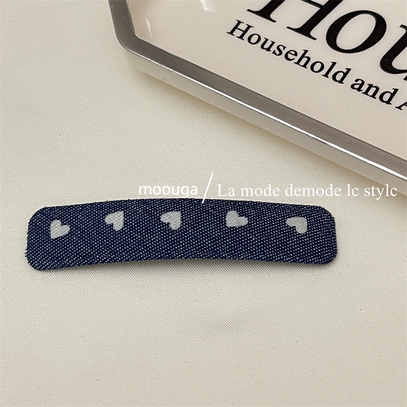 Kẹp Tóc moouga / retro Họa Tiết Hình Học Bằng Vải denim Cho Nữ