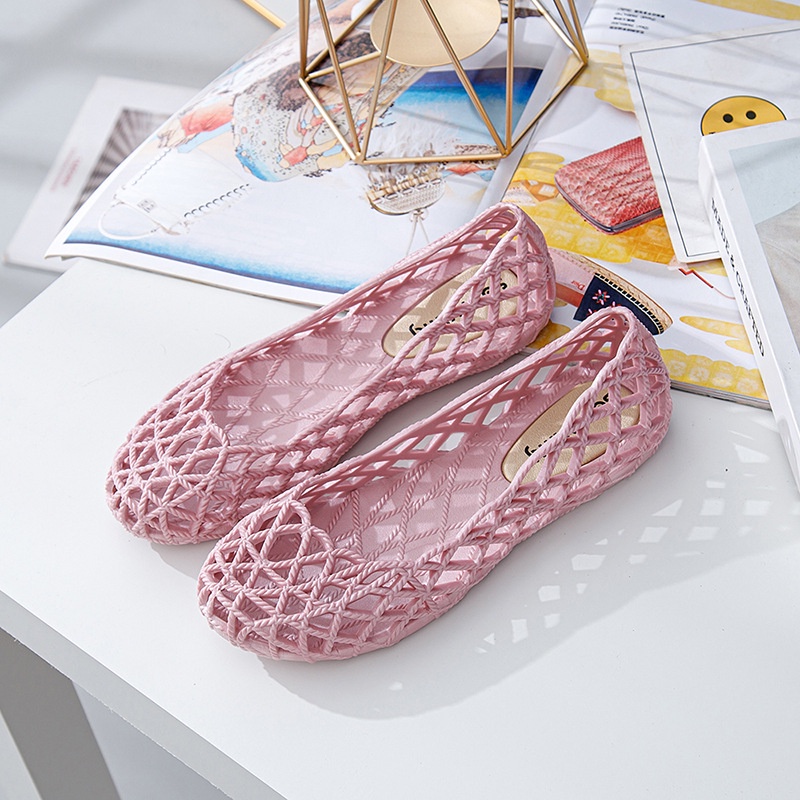 Giày Búp Bê Nhựa Đế Bằng Mềm Mại Chống Trượt Thoáng Khí