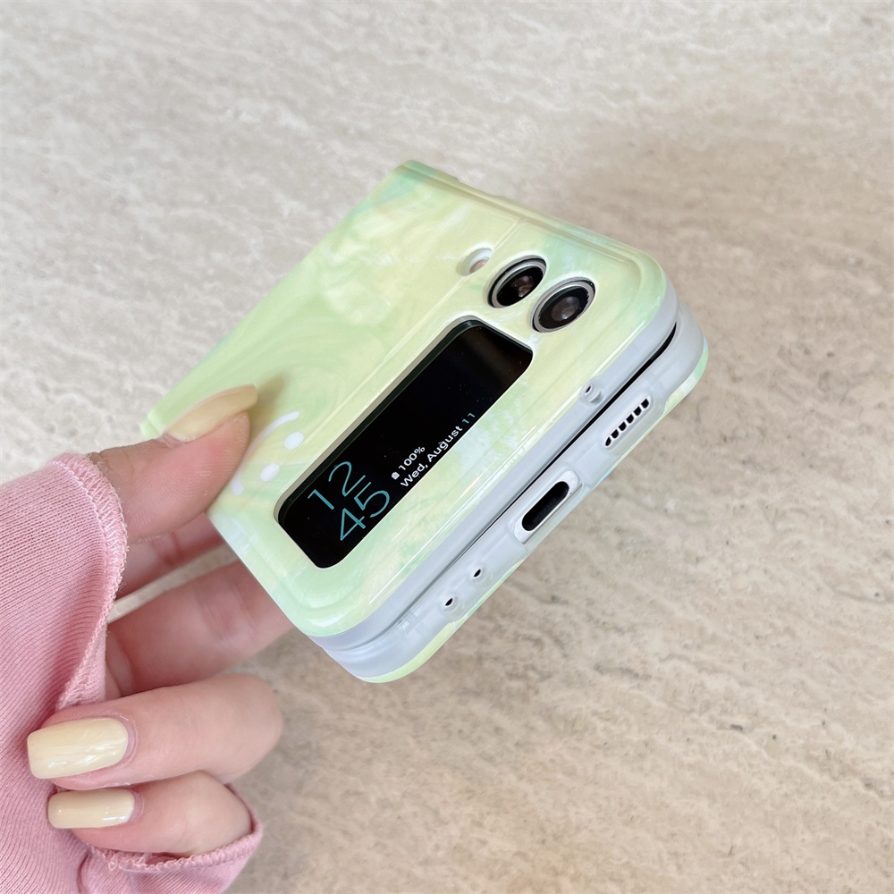 Điện Thoại Bao Da Viền Dẻo Họa Tiết Chữ graffiti Màu Xanh Lá Ngọc Thời Trang Cho samsung galaxy z flip 5 4 3 5g z flip5 zflip3 zflip4 Vỏ