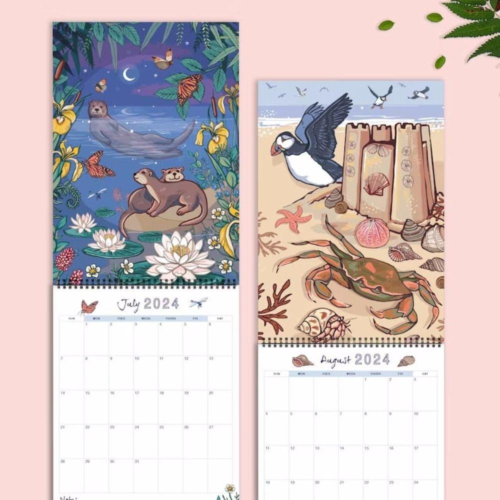 Lịch 2024 treo tường UUMIR bằng giấy họa tiết hoang dã trang trí năm mới sáng tạo