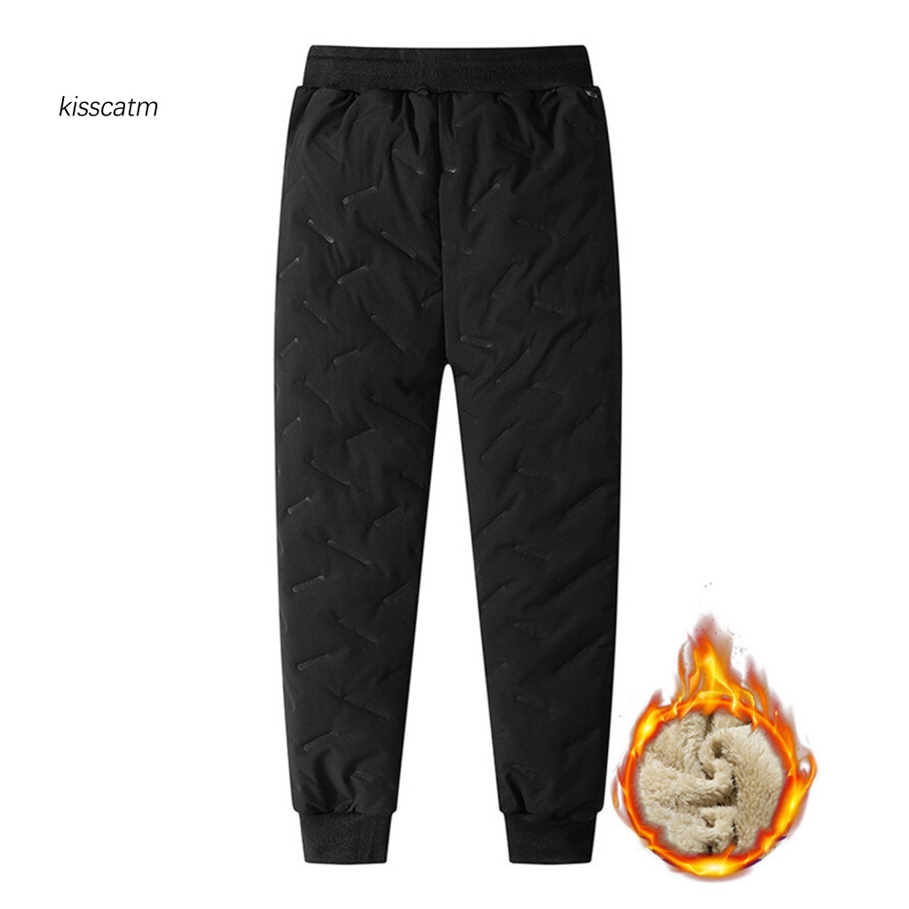 Quần jogger Màu Trơn Lót Lông Cừu Giữ Ấm Mùa Đông Cho Nam