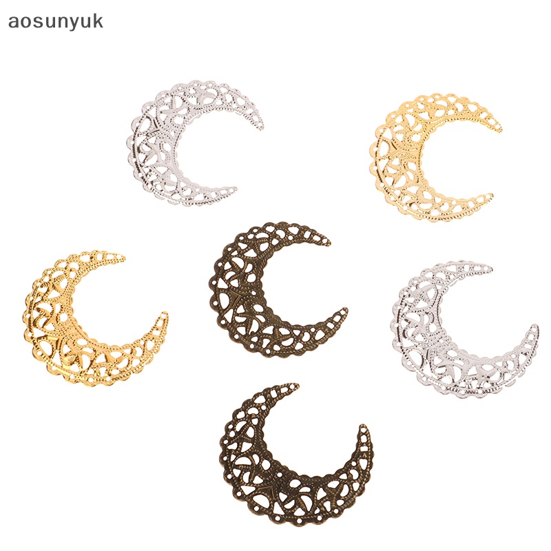 Aosunyuk Set 50 Phụ Kiện Làm Trang Sức Hình Mặt Trăng 38 X 42Mm Màu Vàng / Bạc / Vàng Đồng
