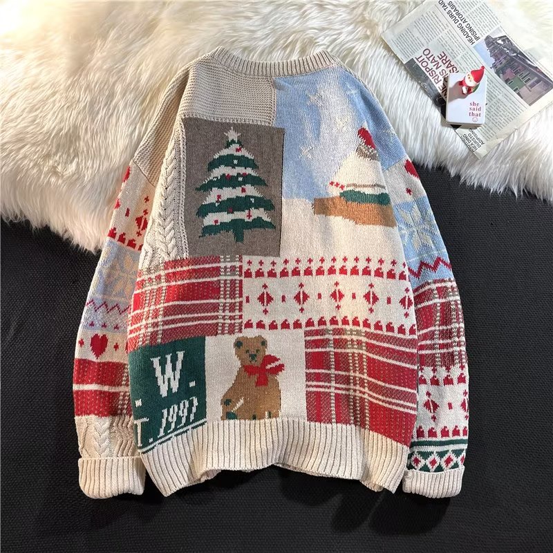 Áo sweater Dệt Kim Tay Dài Dáng Rộng Cổ Tròn Thời Trang Mùa Đông 2022 Mới