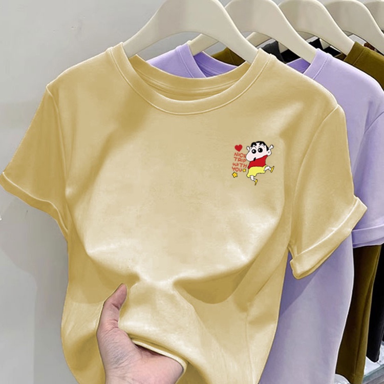 HIIXIIVI Mới Áo Thun 100% cotton Tay Ngắn Dáng Rộng unisex Thời Trang 2024