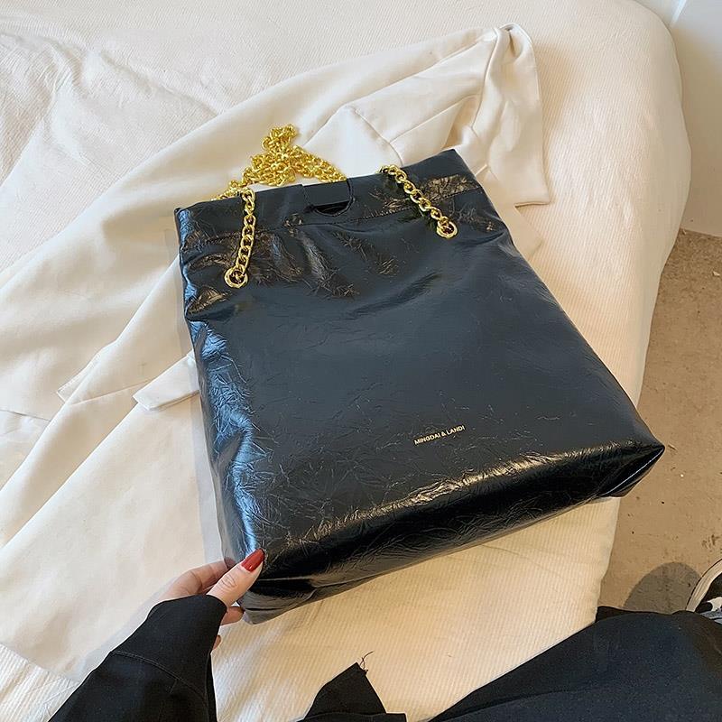 Túi Xách Da pu Cỡ Lớn Phối Dây Xích Thời Trang 2023 Cho Nữ