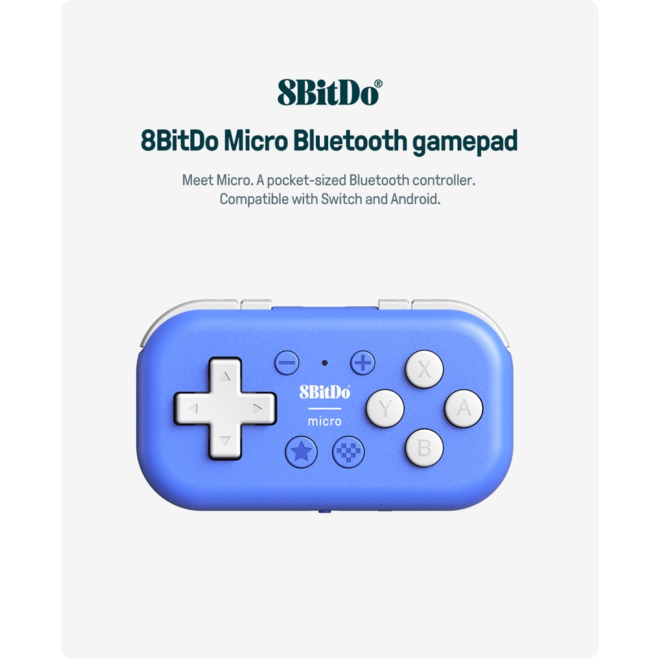 8BitDo Micro Bluetooth Controller Pocket-sized Mini gamepad for Switch, Android, and Raspberry Pi, Support Keyboard Mode