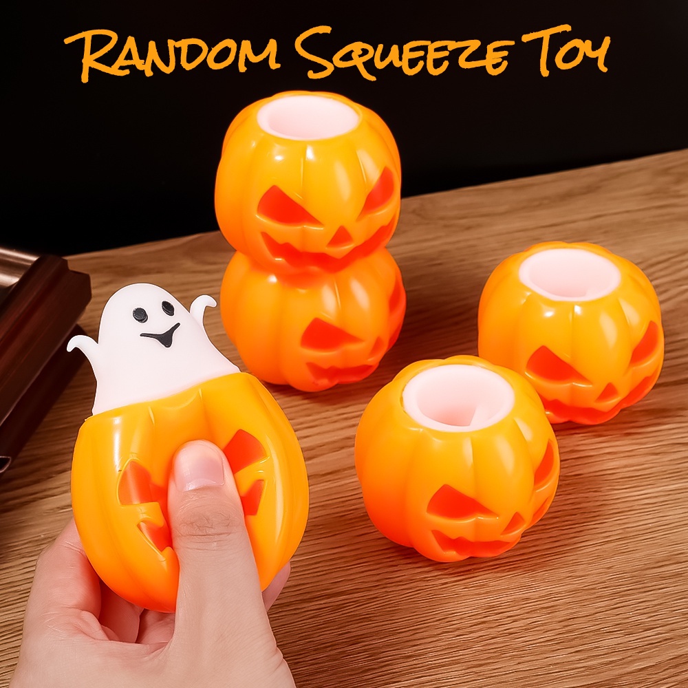 Đồ Chơi Bóp Giảm Căng Thẳng Tạo Hình Bí Ngô Ma Quái Bằng Cao Su