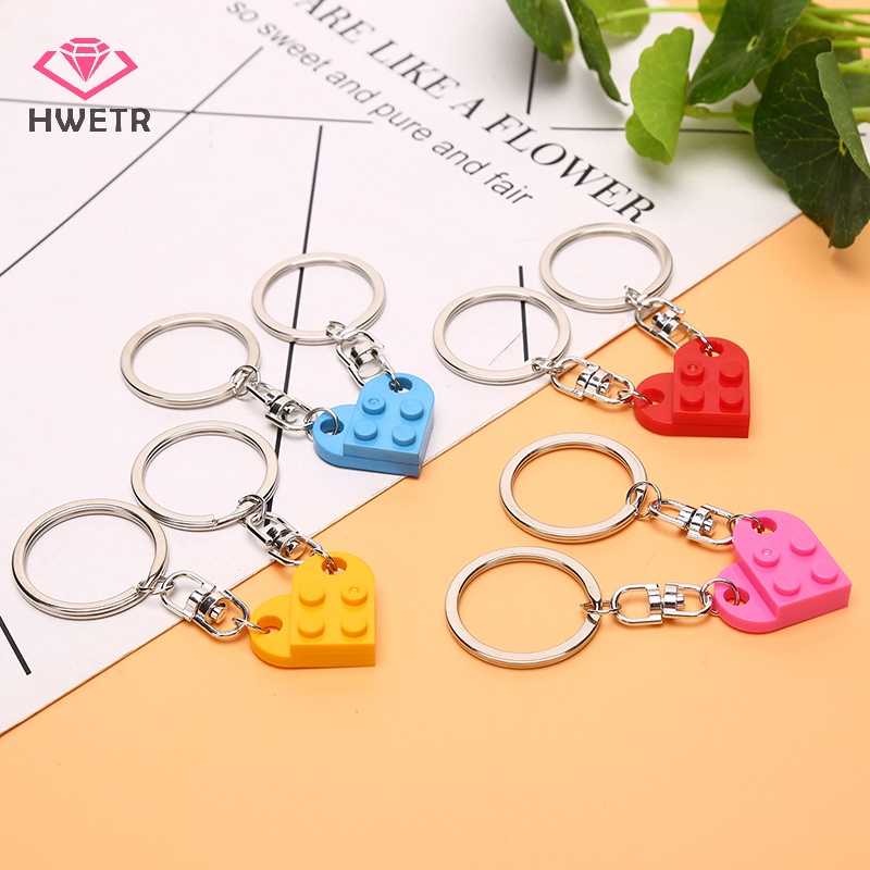 Set 2 Móc Khóa Tình Bạn Hình Viên Gạch Trái Tim Mới