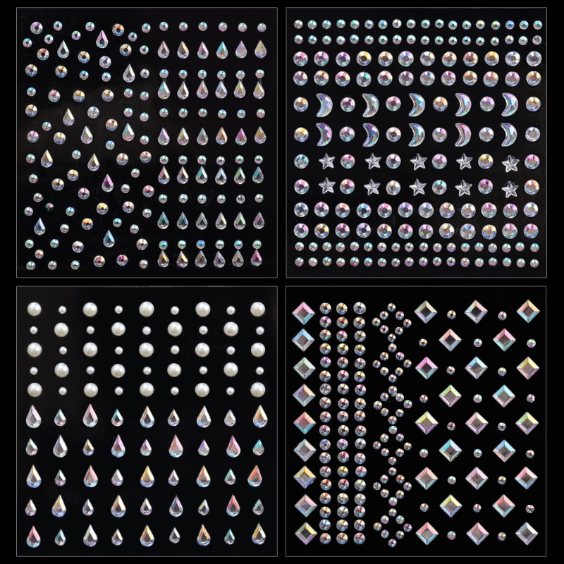 Miếng Dán Trang Điểm Mặt / Trang Trí Móng Tay Tự Dính Hình Mặt Trăng / Ngôi Sao Lấp Lánh Nhiều Màu Sắc