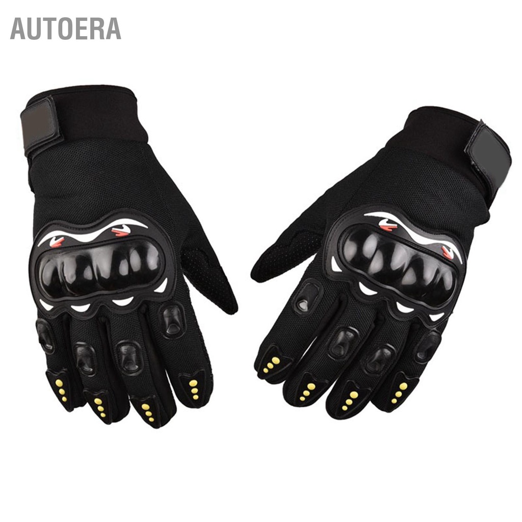 AutoERA Găng Tay Xe Máy Thoáng Khí Chống Trượt Full Ngón Màn Hình Cảm Ứng Để Cưỡi Ngoài Trời Màu Đen