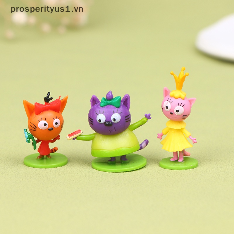 Mô Hình Đồ Chơi Ba Chú Mèo Hạnh Phúc 3-4cm Trang Trí Cho Trẻ Em