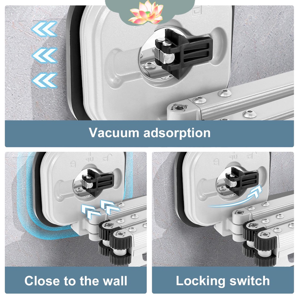 Giá Phơi Quần Áo 3 Tầng Có Giác Hút Chân Không Kèm Thanh Nối Dài Treo Tường shoptkc6039