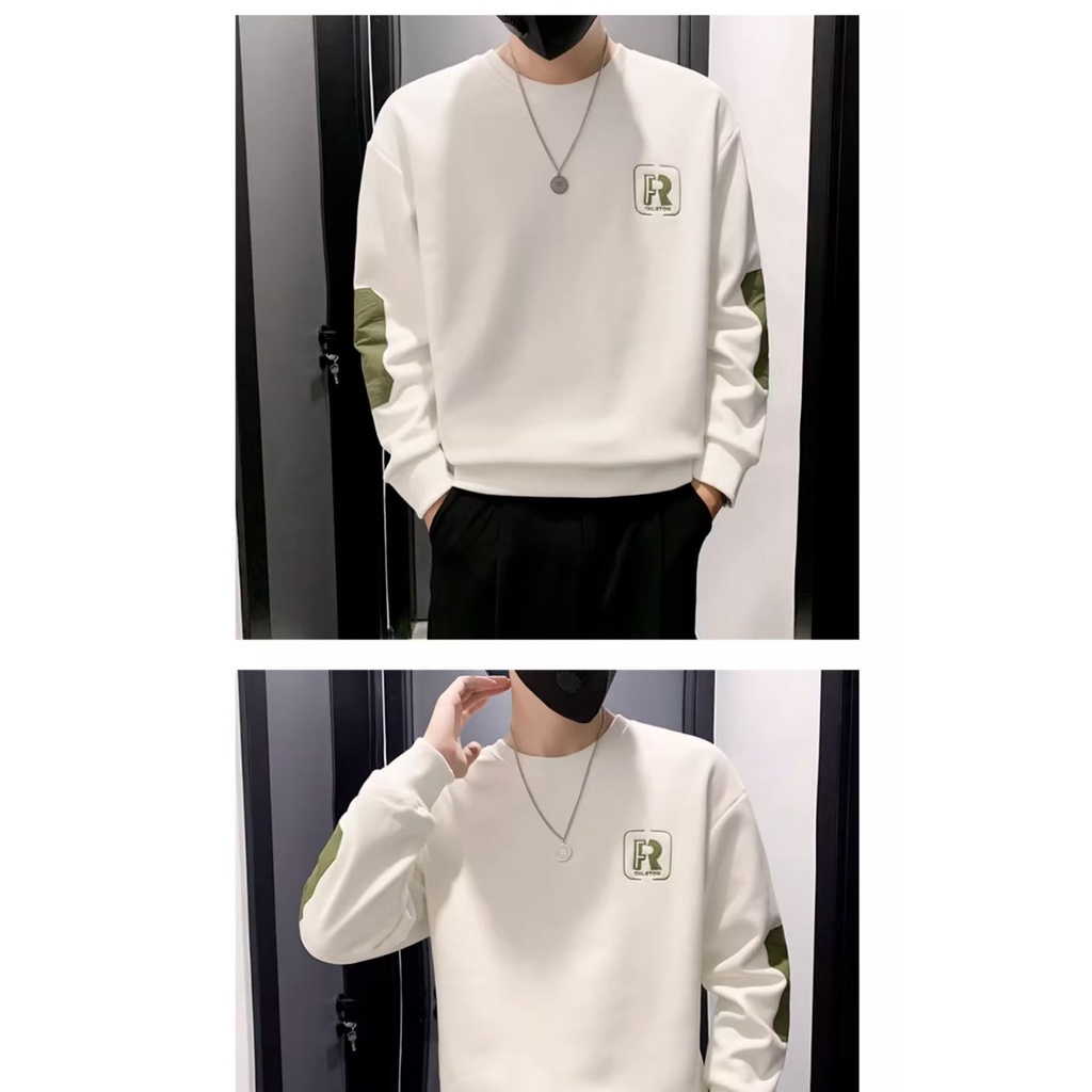 Áo Thun Nỉ Tay Dài Cổ Tròn Phong Cách Thời Trang Mới Cho Nam