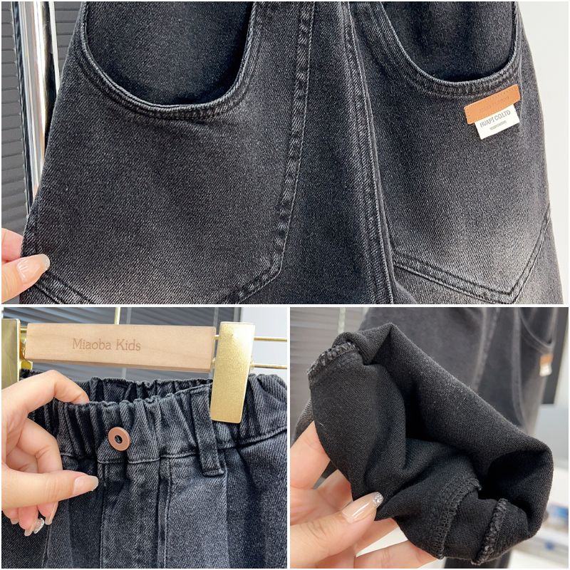 Quần jeans Đen Dáng Rộng Phong Cách Hàn Quốc Dành Cho Bé Trai