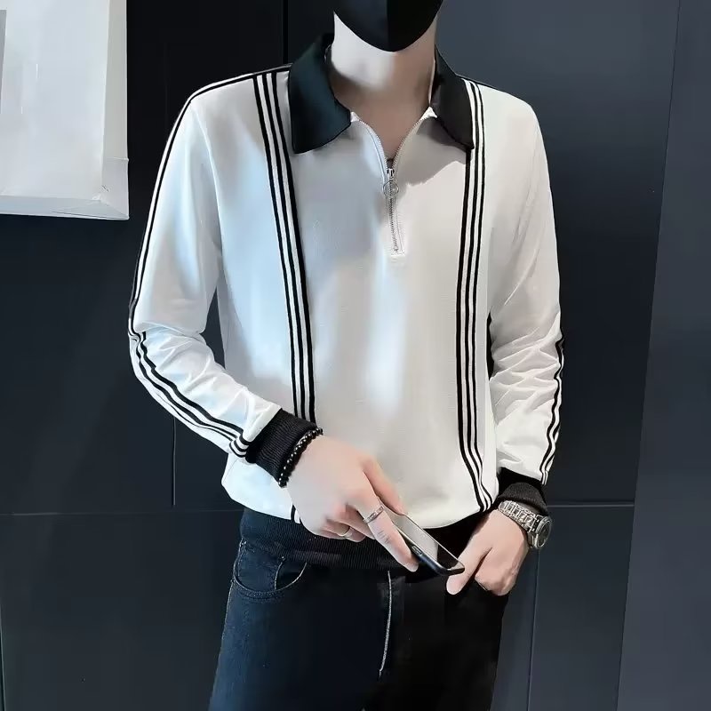 Áo Nỉ Dài Tay Cao Cấp Hoa Văn Kẻ Sọc Phối Khóa Kéo Thời Trang Dành Cho Nam