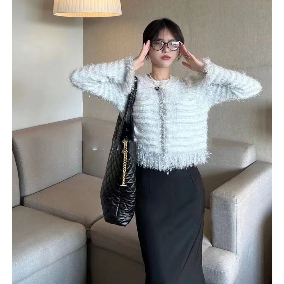 Áo Khoác cardigan Dệt Kim Cổ Tròn Thời Trang Phương Tây Cho Nữ 2023