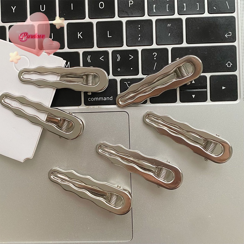 Kẹp tóc QrhYK kim loại màu bạc thời trang nữ