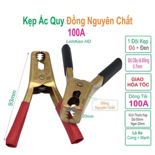 Kẹp ắc quy acquy 100a đồng nguyên chất , 93mm, lò xo cực kì khỏe. - linhkien hd