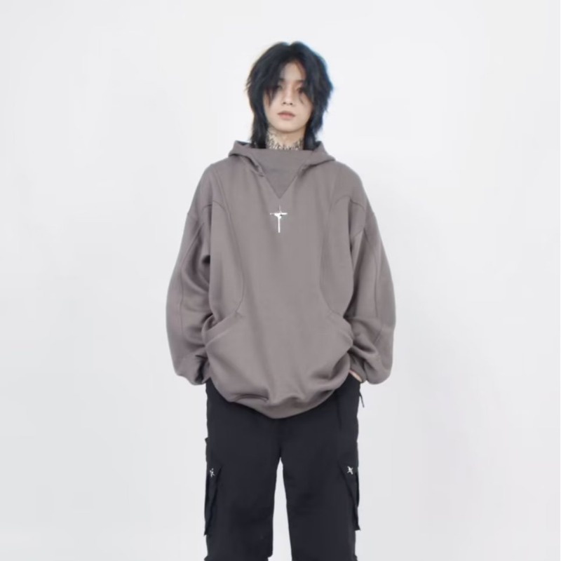 Áo hoodie Dáng Rộng Phối Màu Ánh Kim Thời Trang Đường Phố Mùa Thu Cho Nam