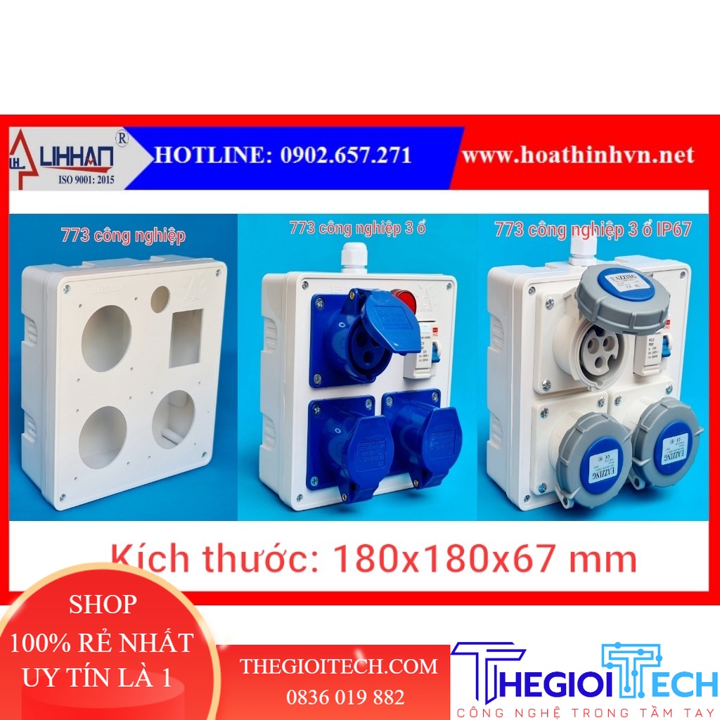 Hộp điện công nghiệp, hộp điện thi công - 773 CN 3 ổ IP67