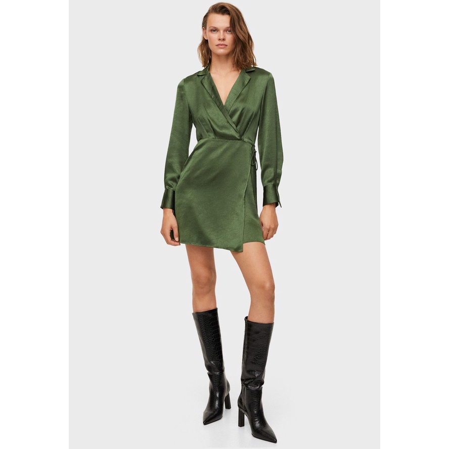 Đầm Đắp Tà Xanh Rêu M.a.n.g.o