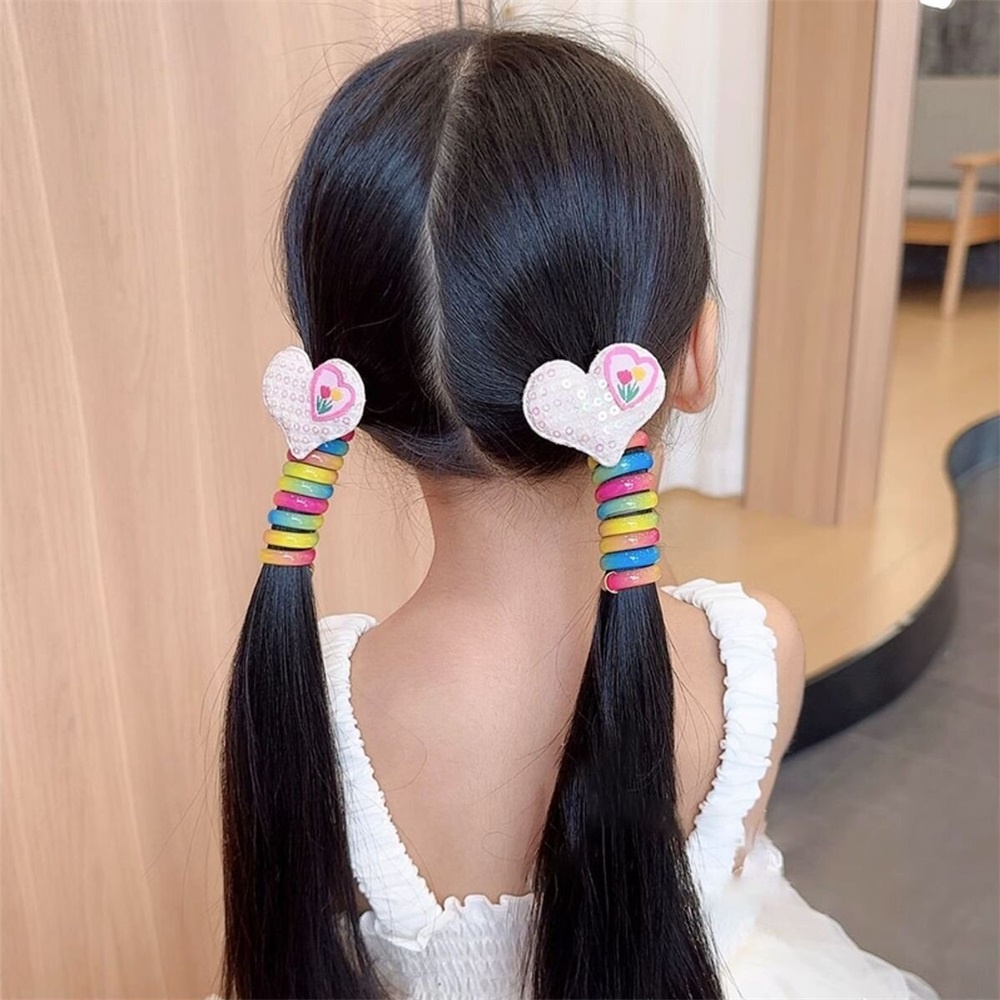 Set 2 Dây Cột Tóc Lò Xo Co Giãn Nhiều Màu Sắc Cho Bé