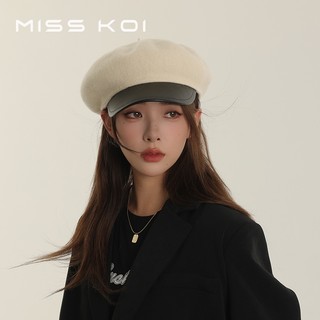 Misskoi  Bầu Không Khí Người Nổi Tiếng Đầy ~ Mũ Nồi Thể Hiện Mặt Nhỏ Phong Cách Phương Tây Mũ Nữ Mùa Đông Phong Cách Mới Len Họa Sĩ Mũ