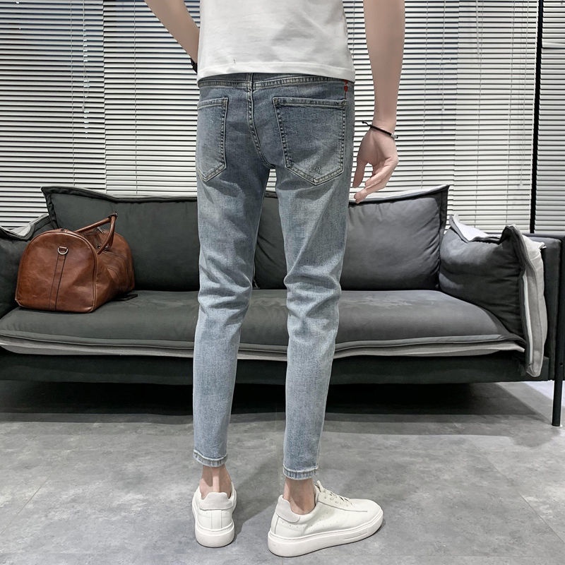 Quần jeans Nam Ôm Dáng Màu Sáng Phong Cách Hàn Quốc Thời Trang