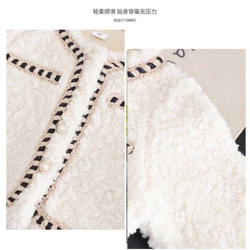 Áo Khoác Nhung Lông Xù Phối Màu Tương Phản Phong Cách Hàn Quốc Thời Trang Thu Đông Dành Cho Bé Gái