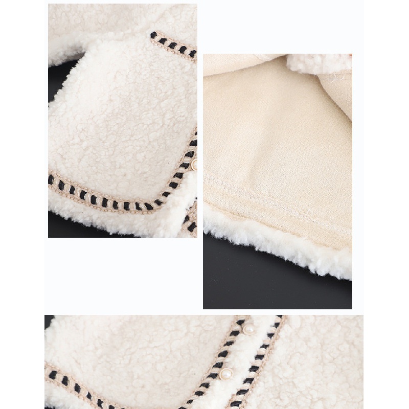 Áo Khoác Nhung Lông Xù Phối Màu Tương Phản Phong Cách Hàn Quốc Thời Trang Thu Đông Dành Cho Bé Gái